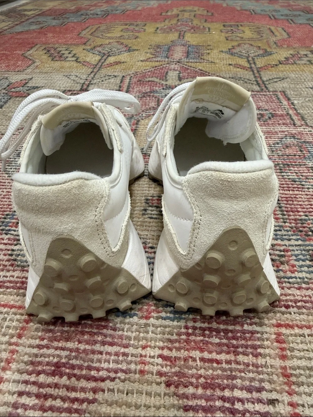 Women’s New Balance 327 Neutral Leather & Suede Runner Sneakers - White/Cream
